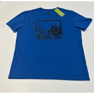 Star Wars Graphic Tee Darth Vader/C-3PO Brand is "Hairy Baby" Size XL Blue